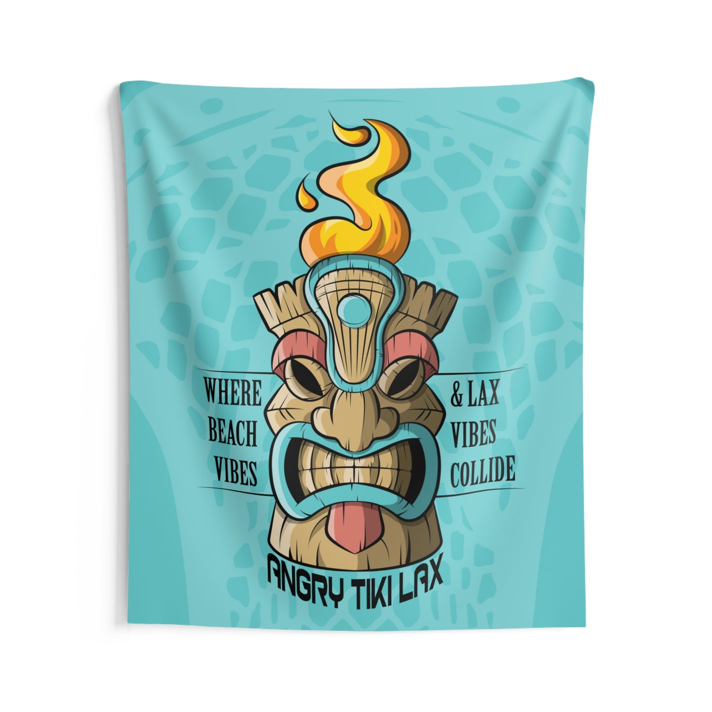 Angry Tiki Lax Teal Indoor Wall Tapestries