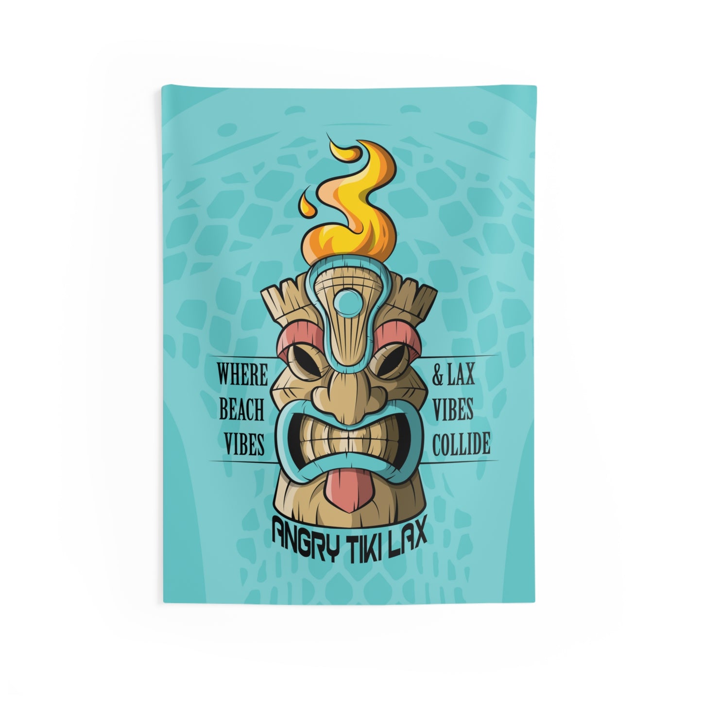Angry Tiki Lax Teal Indoor Wall Tapestries
