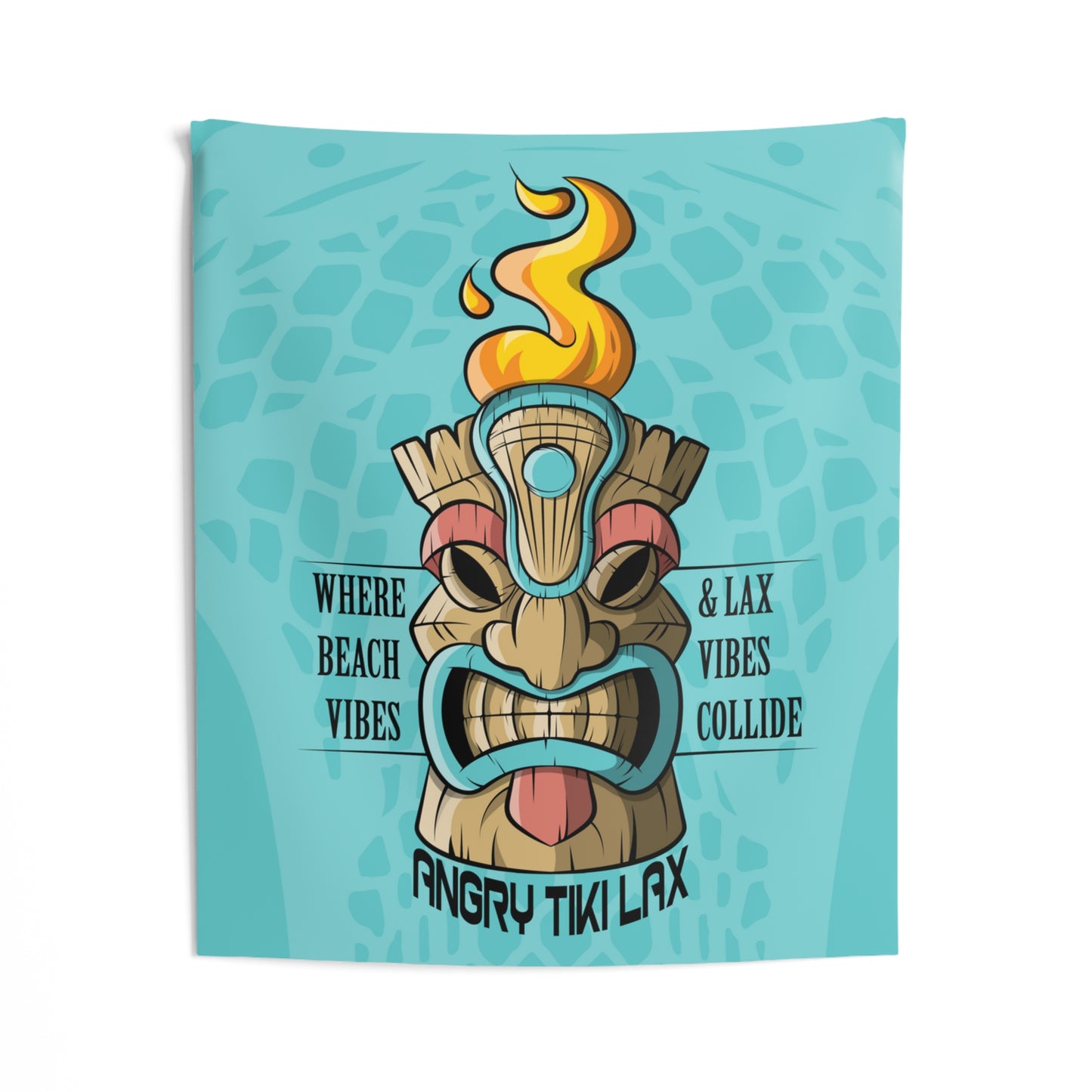 Angry Tiki Lax Teal Indoor Wall Tapestries