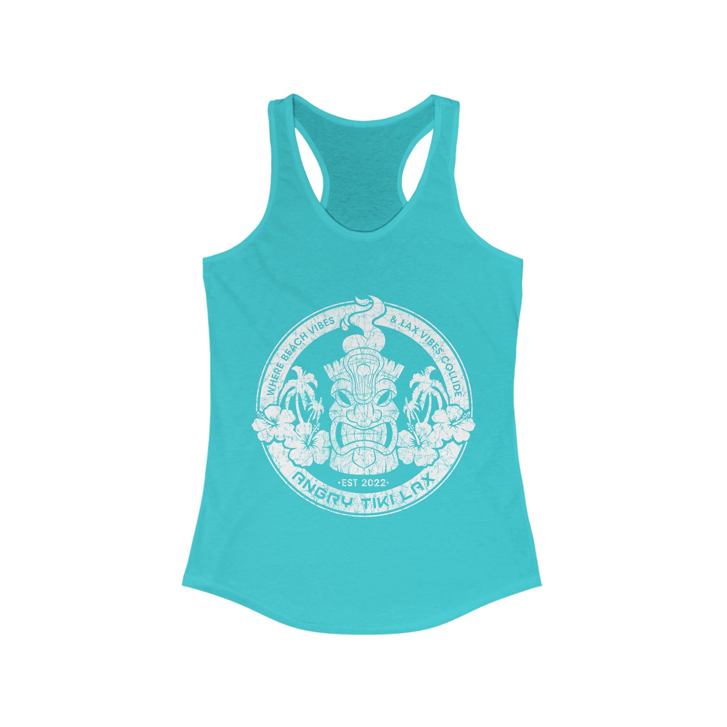 Angry Tiki Lax distressed logo Women's Ideal Racerback Tank