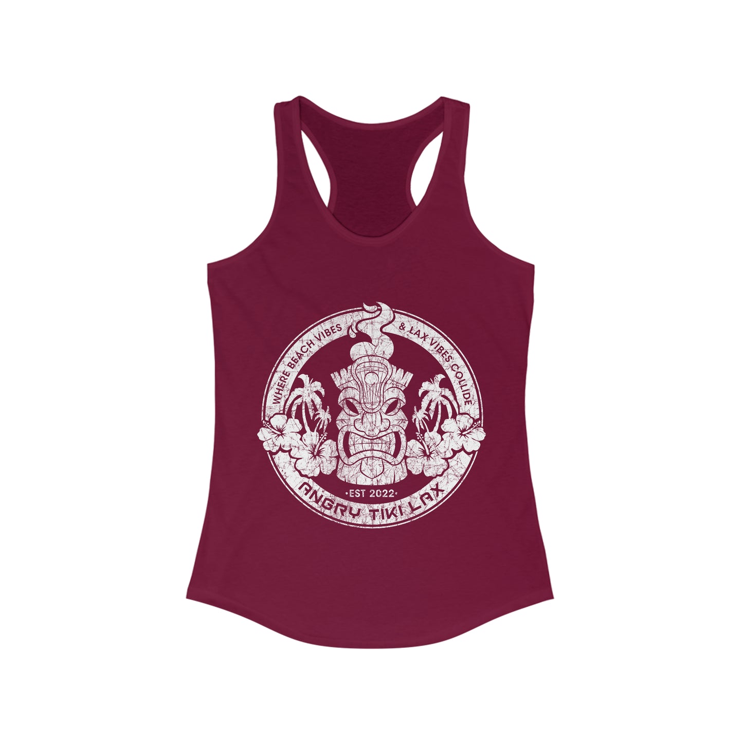 Angry Tiki Lax distressed logo Women's Ideal Racerback Tank