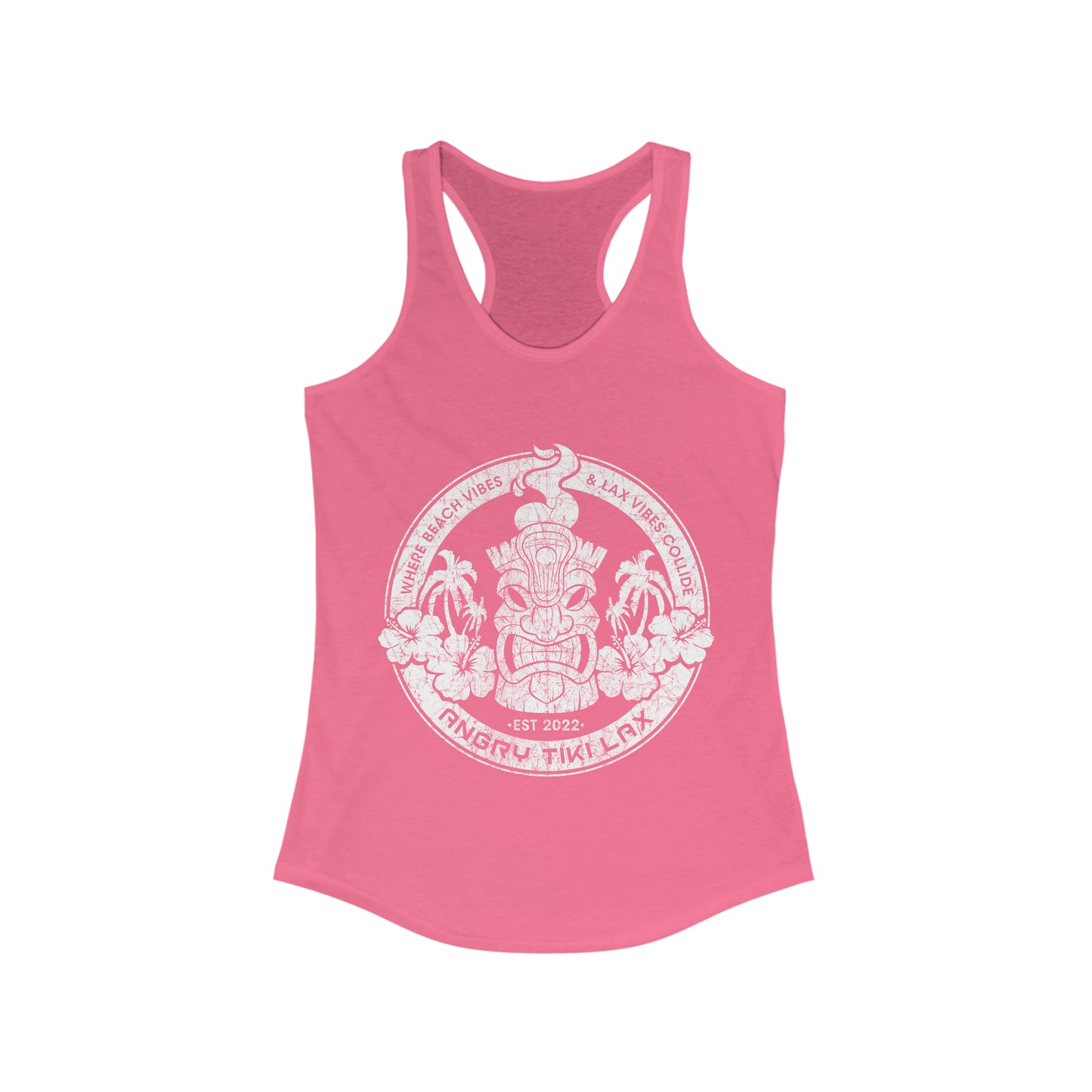 Angry Tiki Lax distressed logo Women's Ideal Racerback Tank