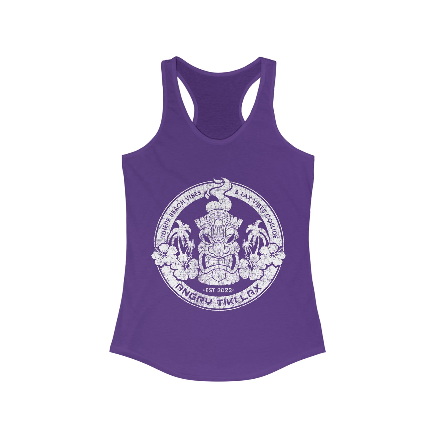 Angry Tiki Lax distressed logo Women's Ideal Racerback Tank