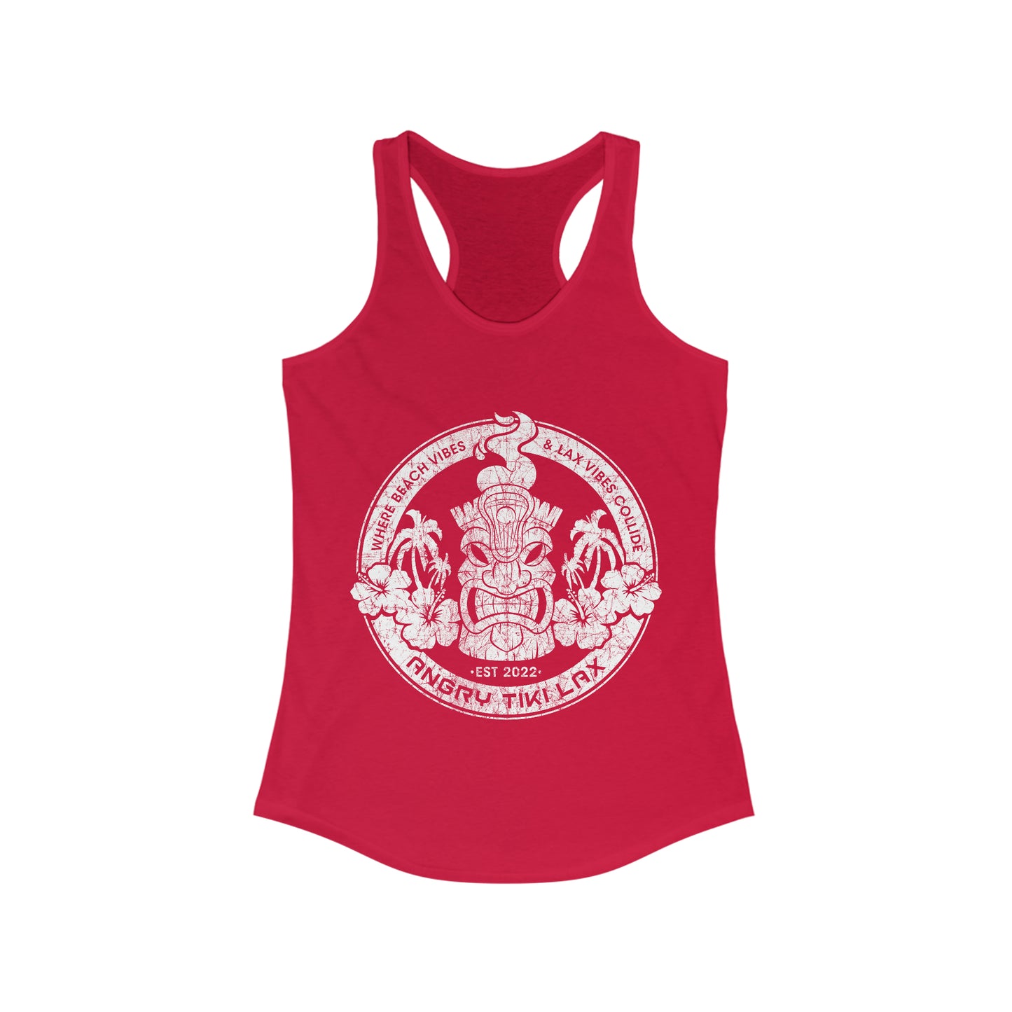Angry Tiki Lax distressed logo Women's Ideal Racerback Tank