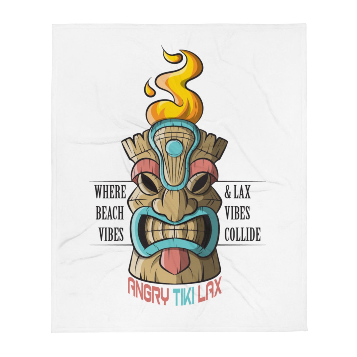 Angry Tiki Lacrosse slogan Throw Blanket – 50″×60″