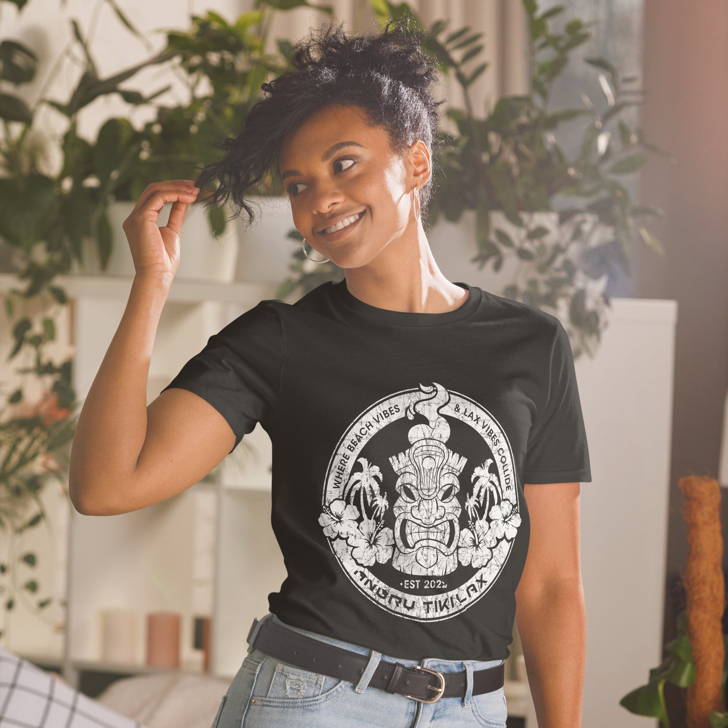 Angry Tiki Lax distressed round logo Short-Sleeve Unisex T-Shirt