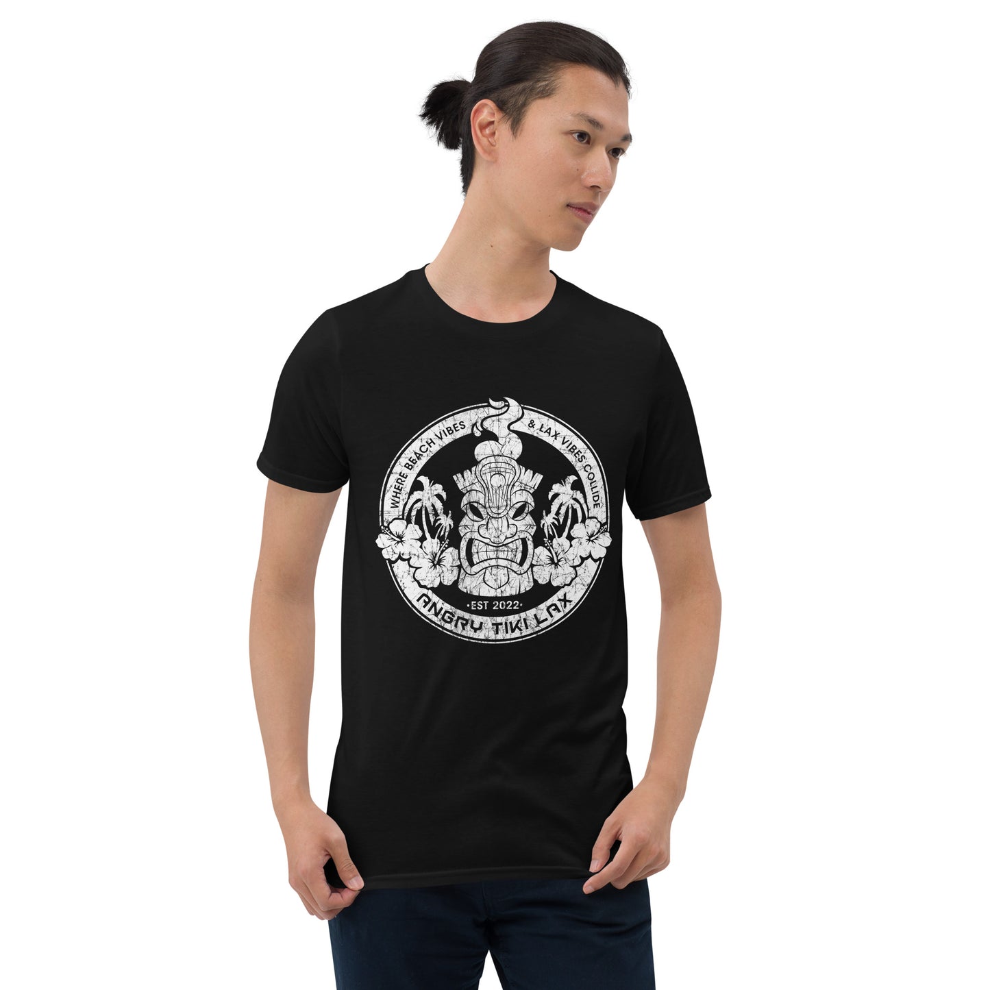 Angry Tiki Lax distressed round logo Short-Sleeve Unisex T-Shirt