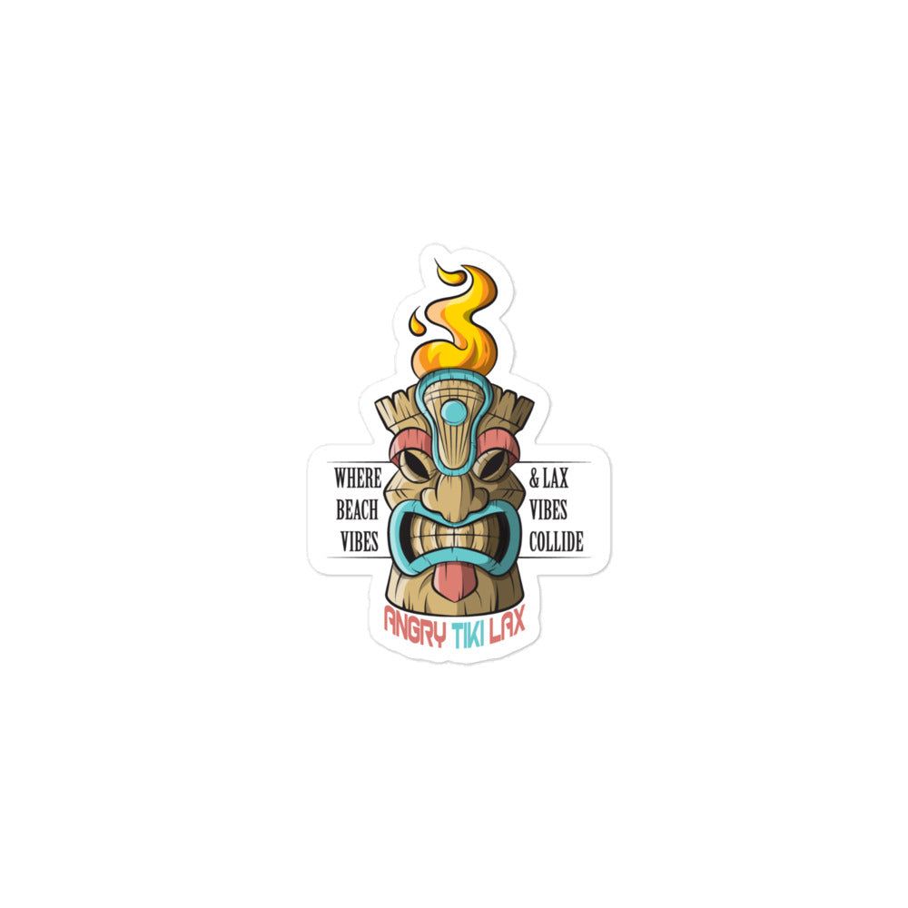 Angry Tiki Lacrosse slogan Bubble-free stickers