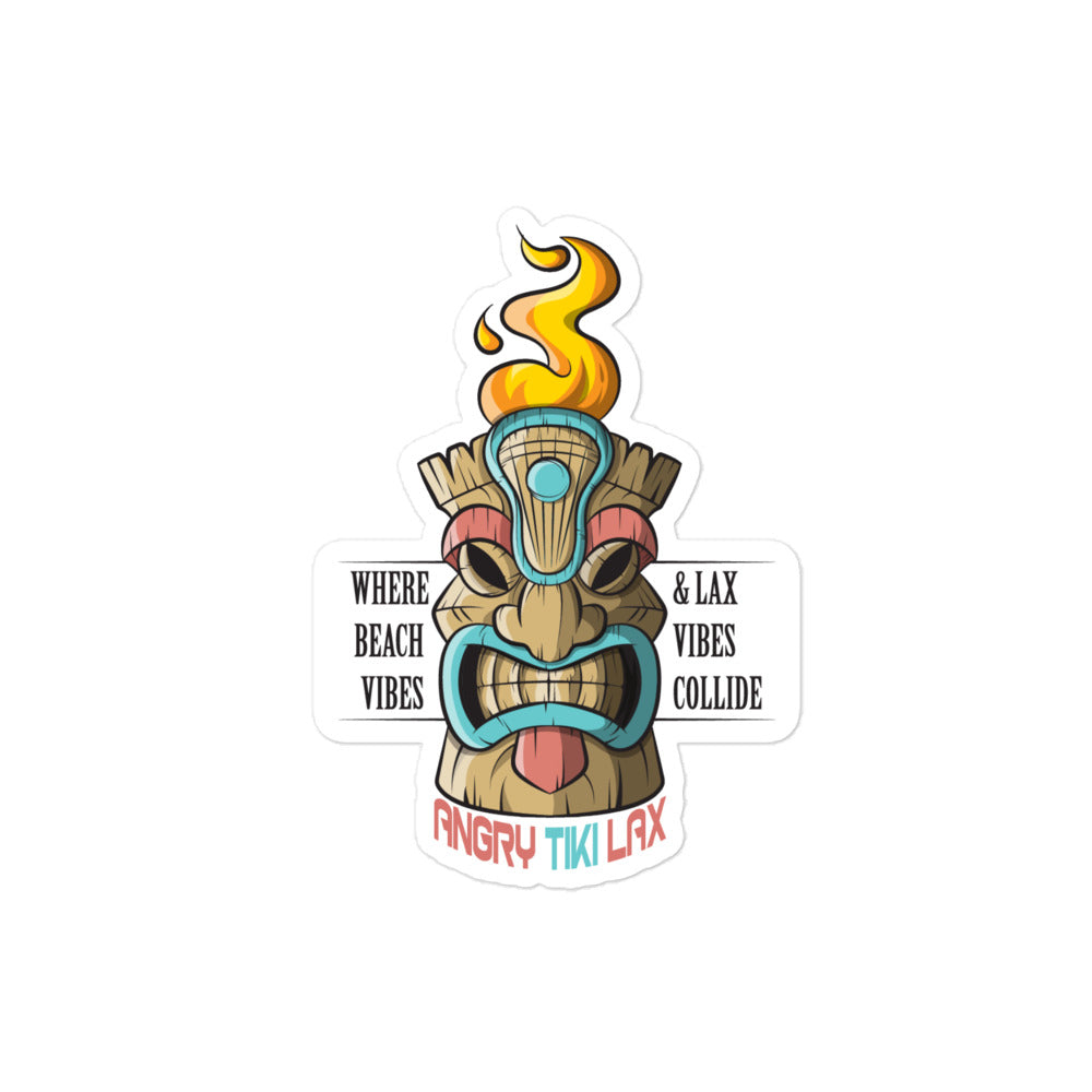 Angry Tiki Lacrosse slogan Bubble-free stickers