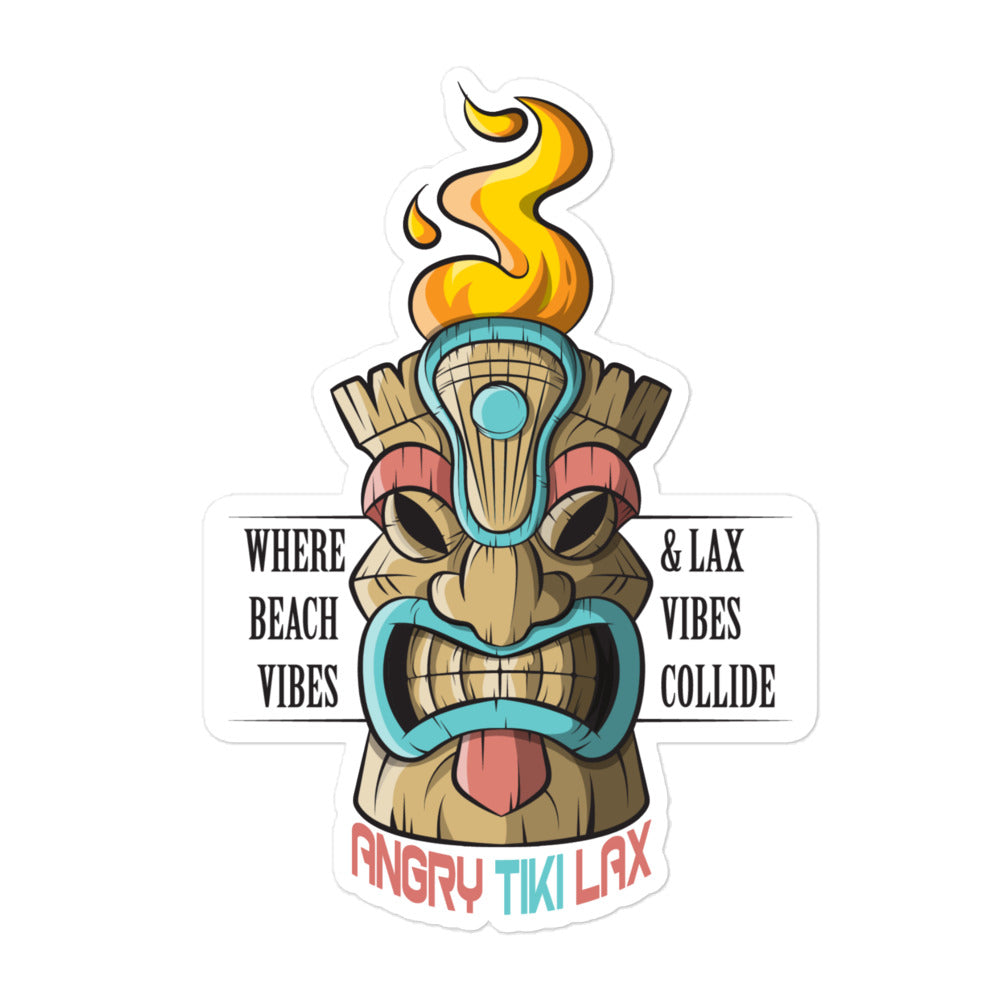 Angry Tiki Lacrosse slogan Bubble-free stickers