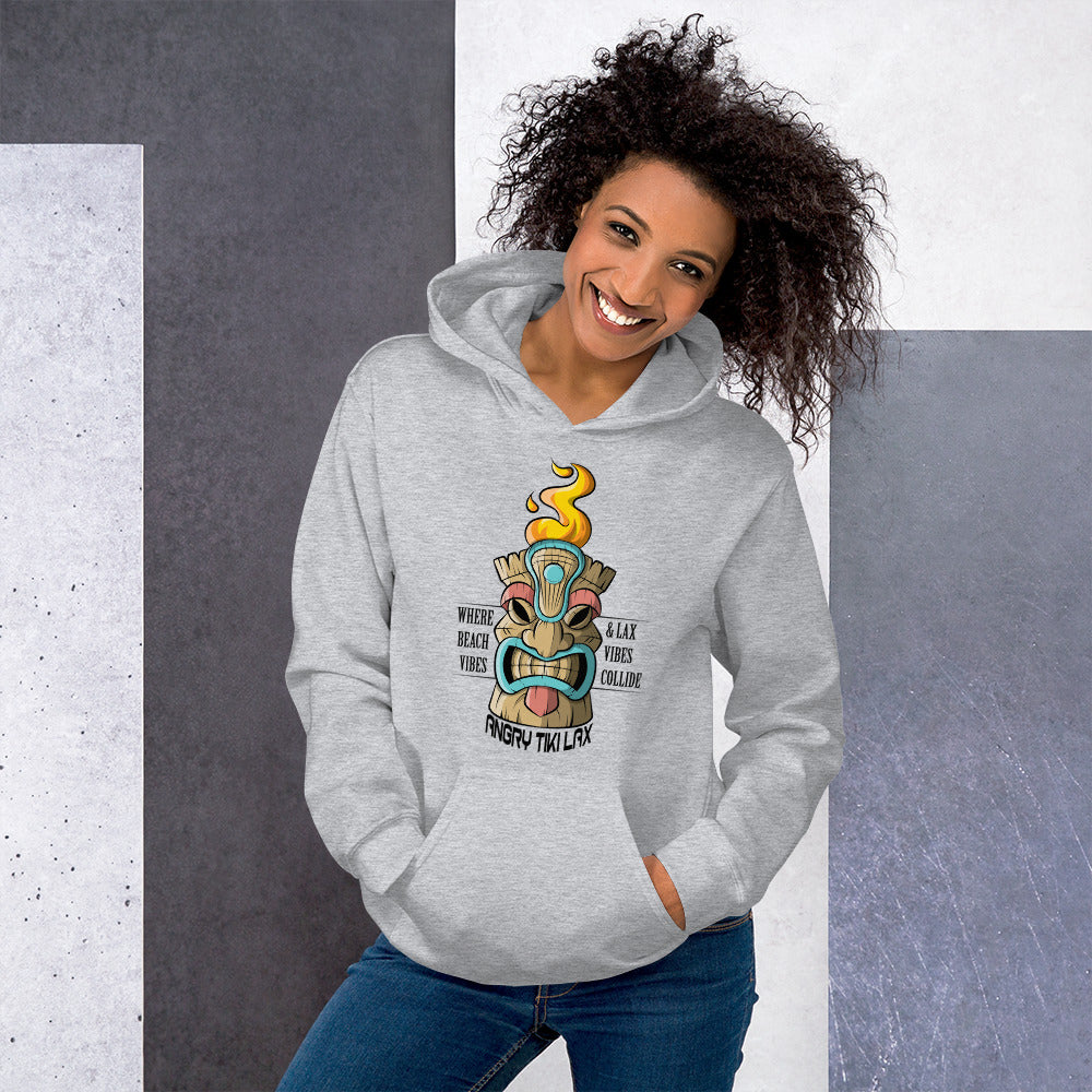 Angry Tiki Lacrosse slogan Unisex Hoodie
