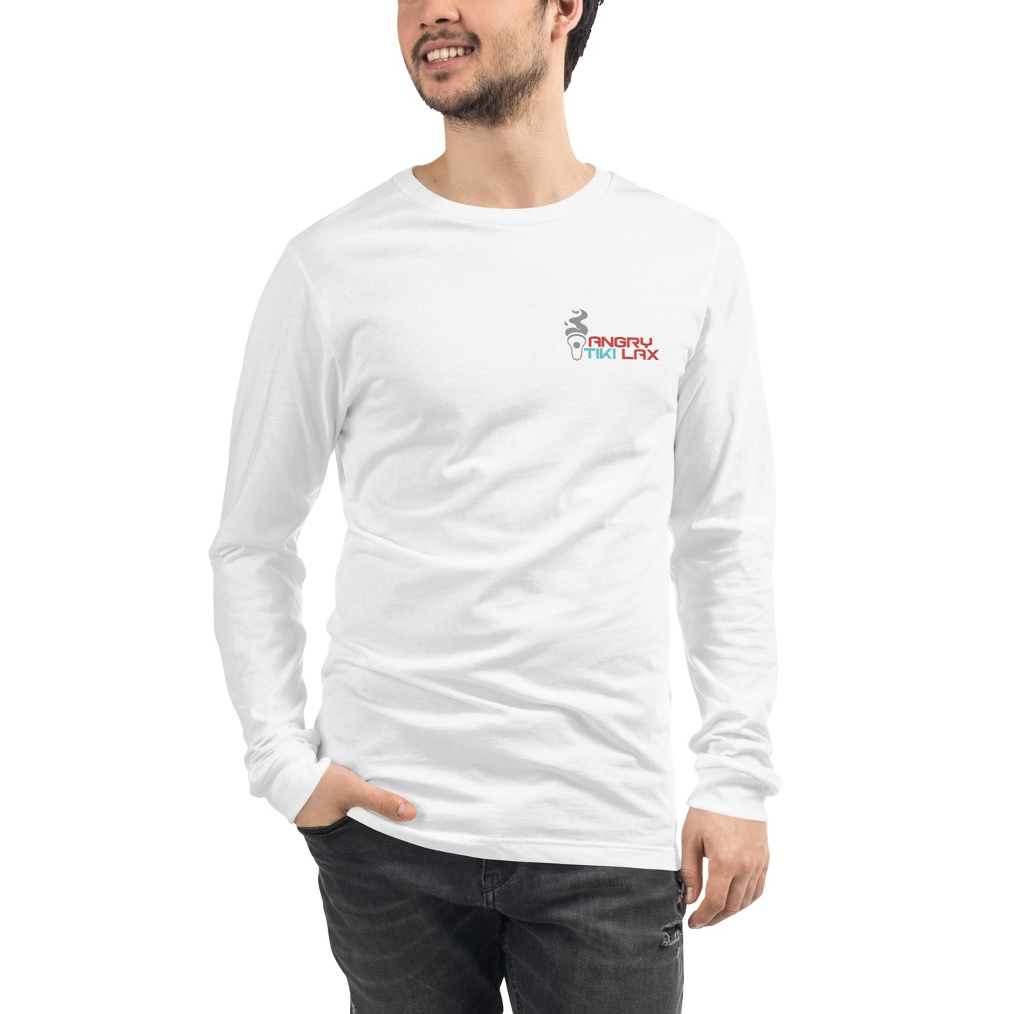 Angry Tiki Lacrosse slogan Unisex Long Sleeve Tee