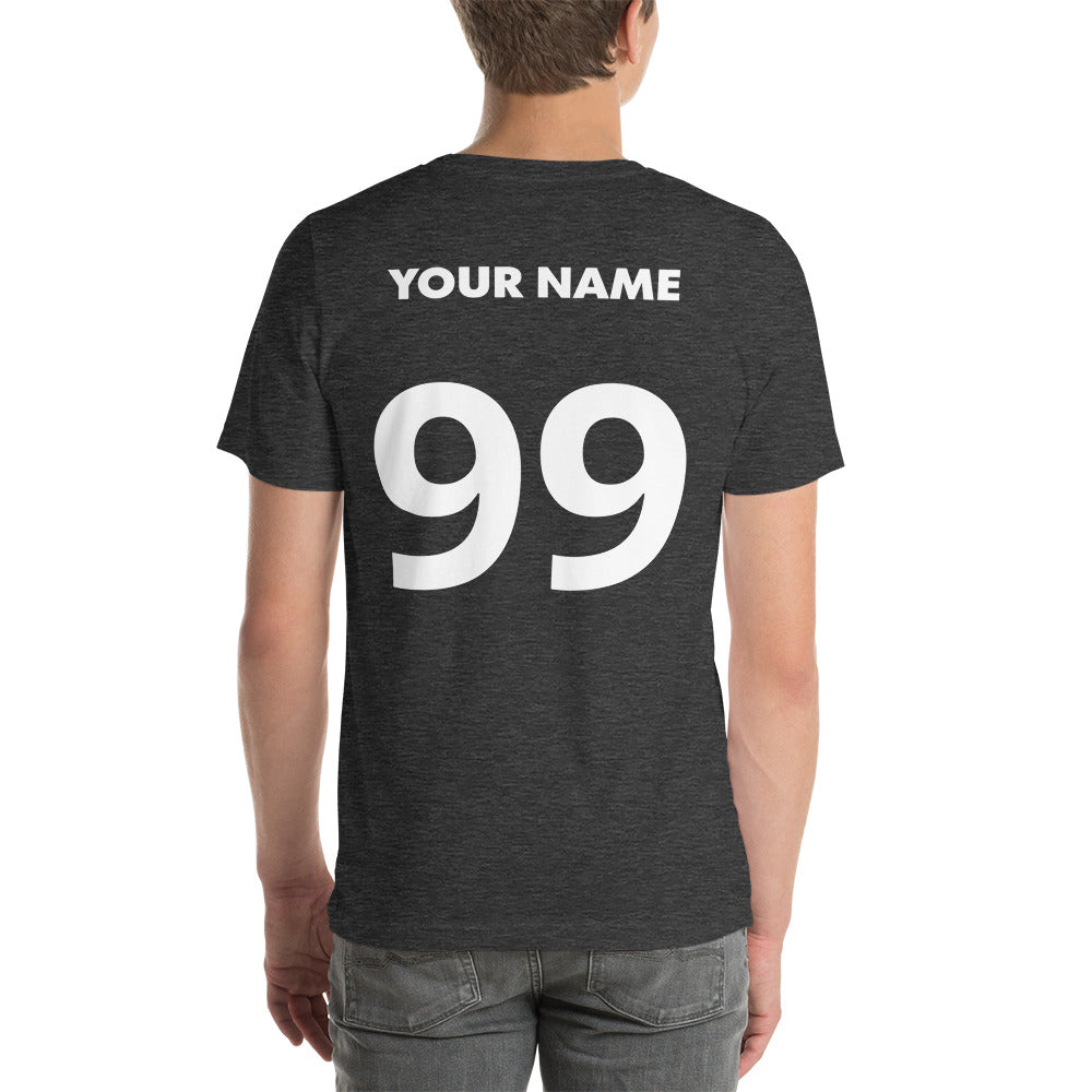Personalize Front and Back lacrosse head and ball Unisex t-shirt