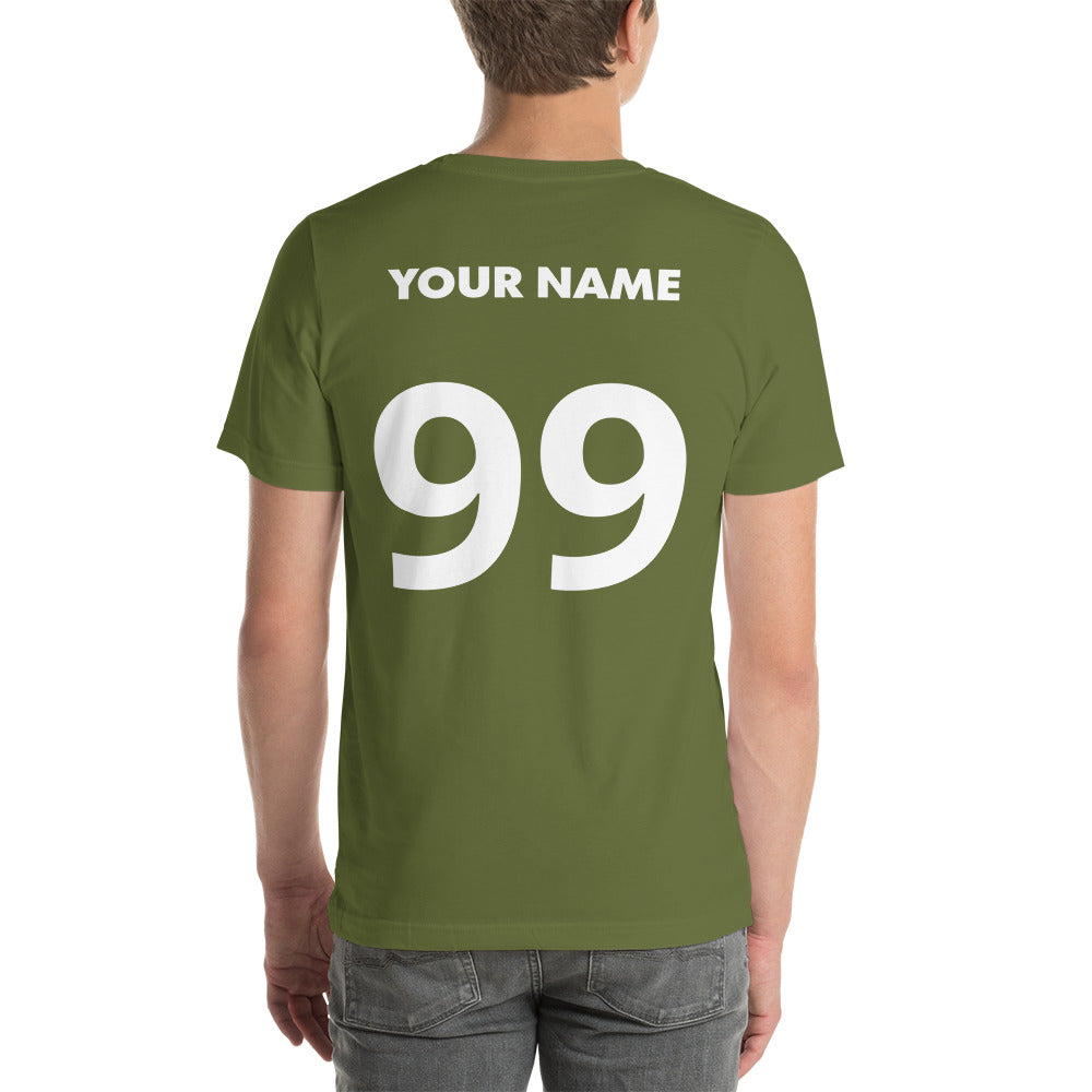 Personalize Front and Back lacrosse head and ball Unisex t-shirt