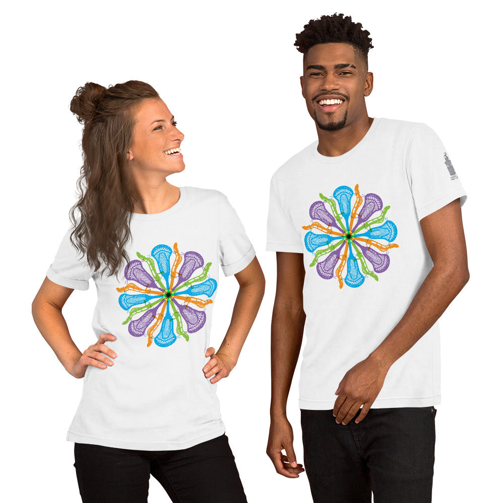 Womens Lacrosse stick flower design V1 Unisex t-shirt