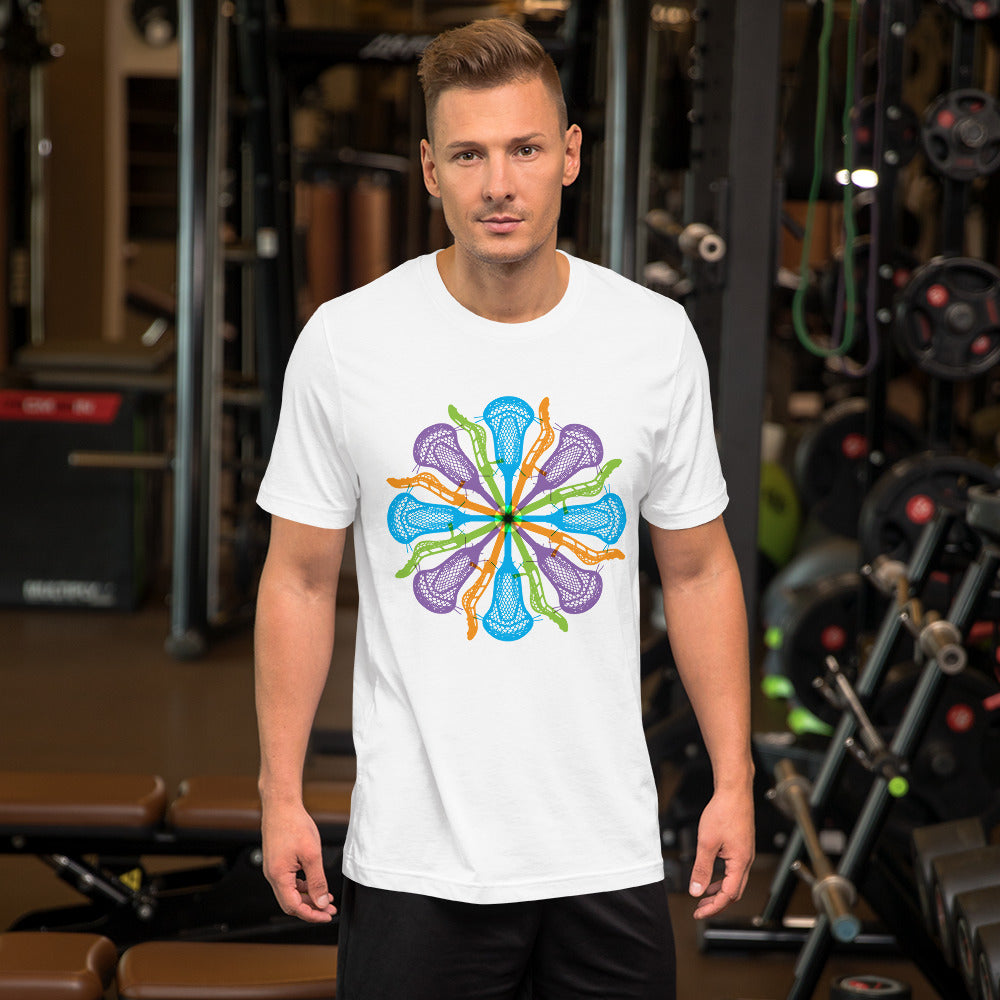 Womens Lacrosse stick flower design V1 Unisex t-shirt