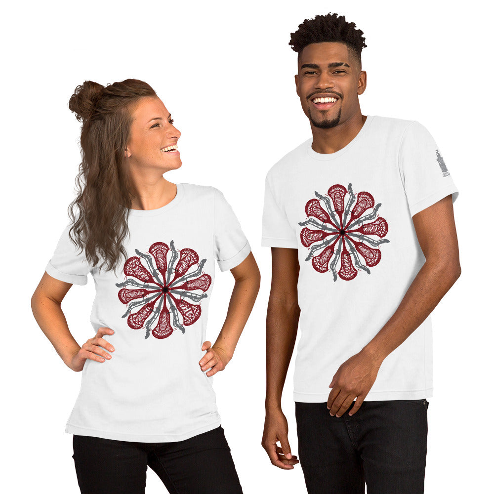 Womens Lacrosse stick flower design V2 Unisex t-shirt