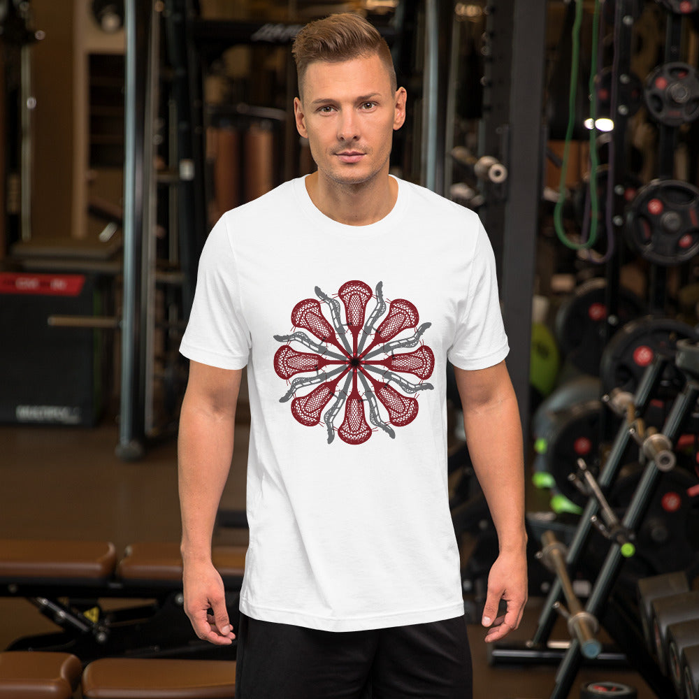 Womens Lacrosse stick flower design V2 Unisex t-shirt