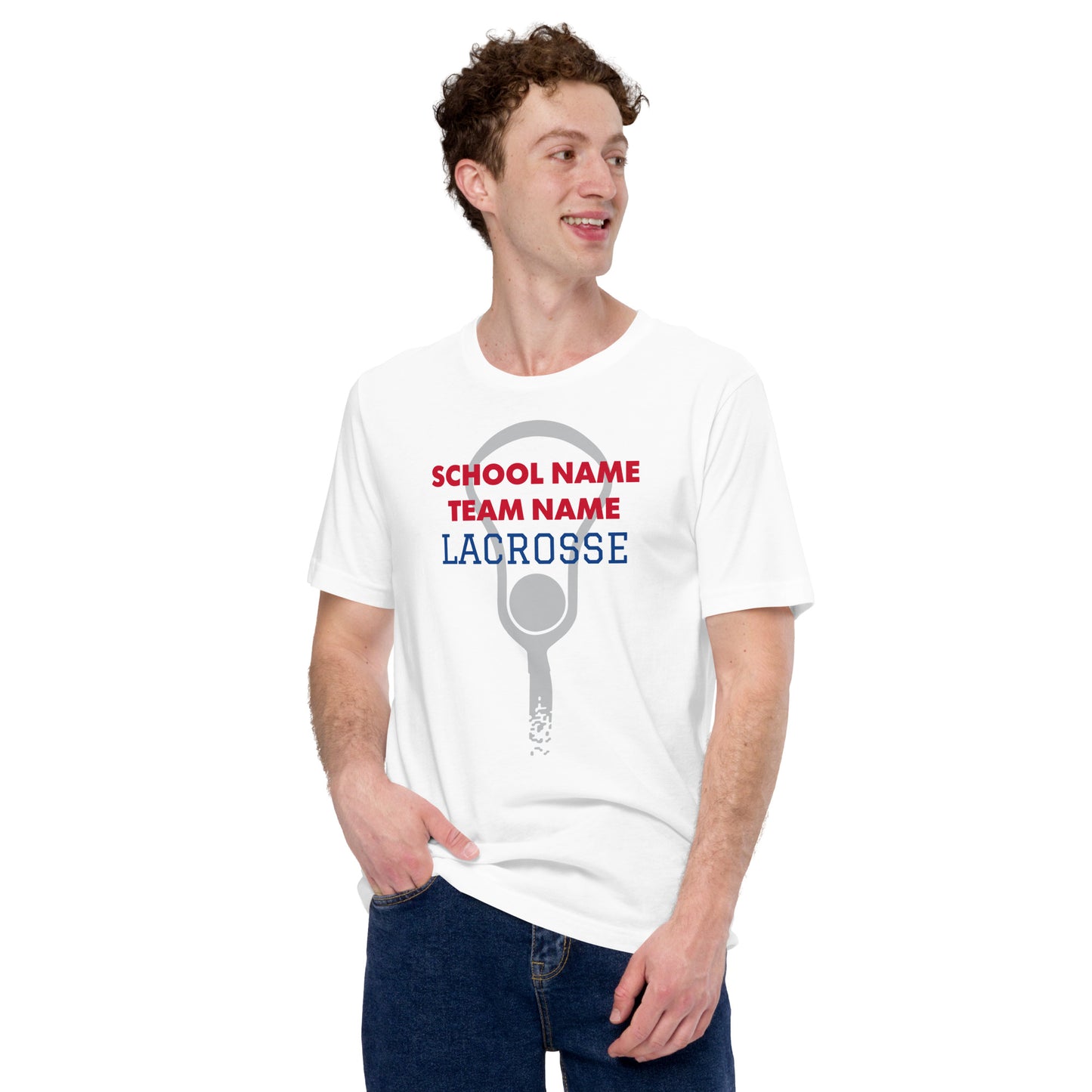 Personalize lacrosse School name an Mascot Unisex t-shirt