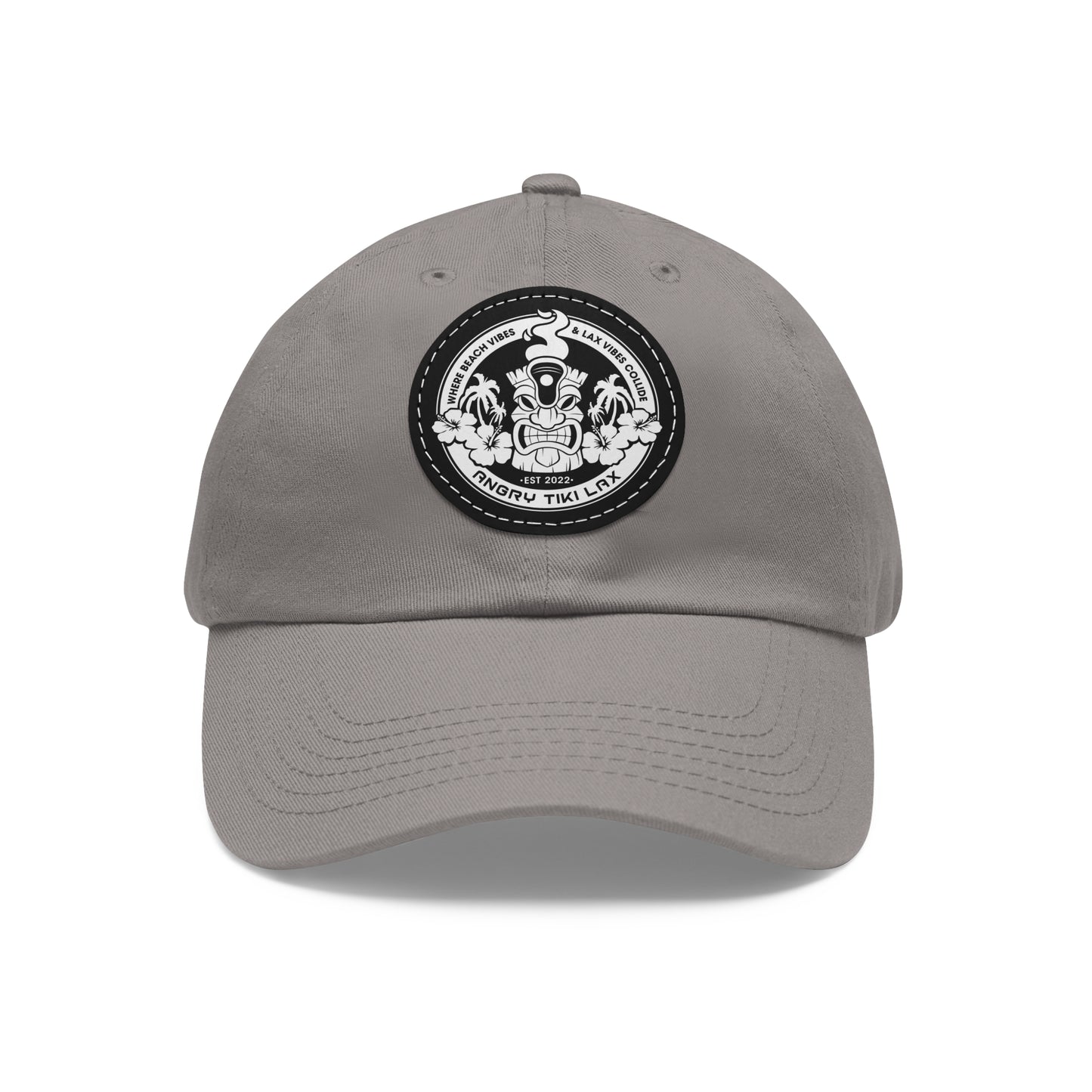 Angry Tiki Lax circle logo Hat with Leather Patch (Round)