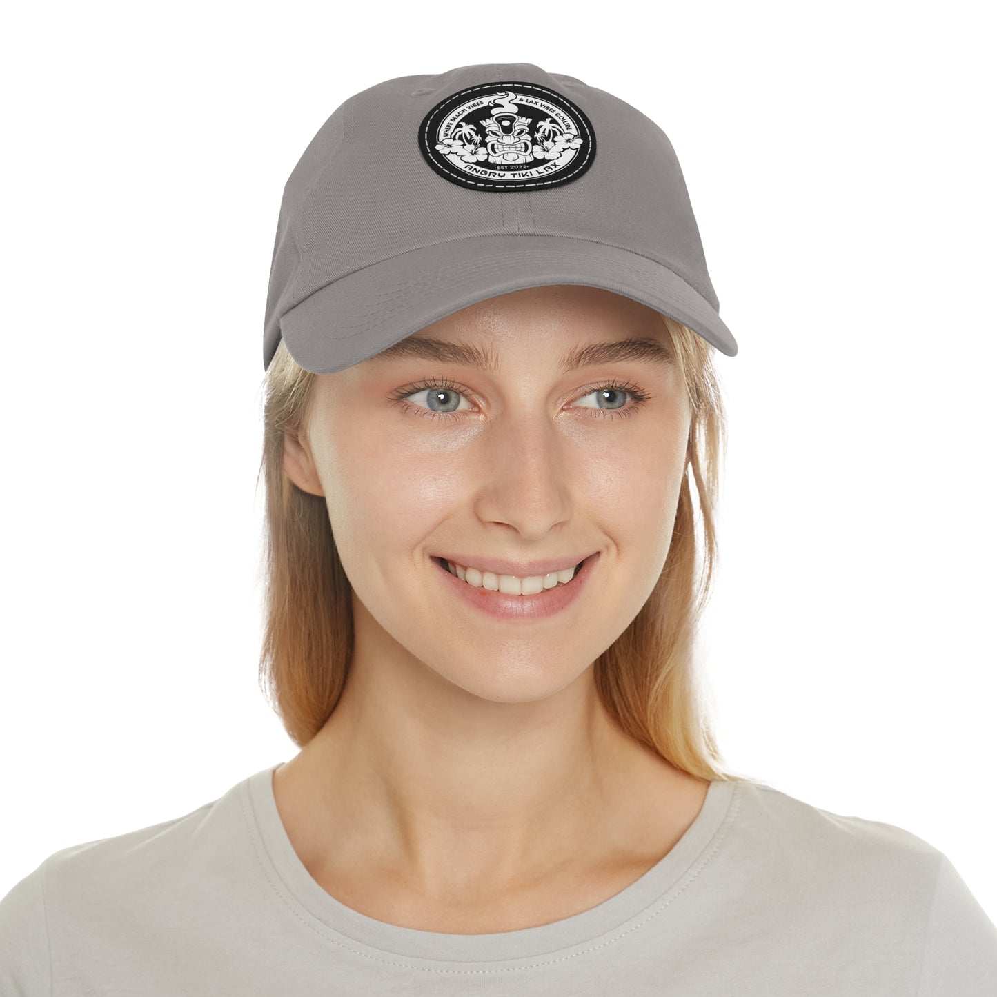 Angry Tiki Lax circle logo Hat with Leather Patch (Round)