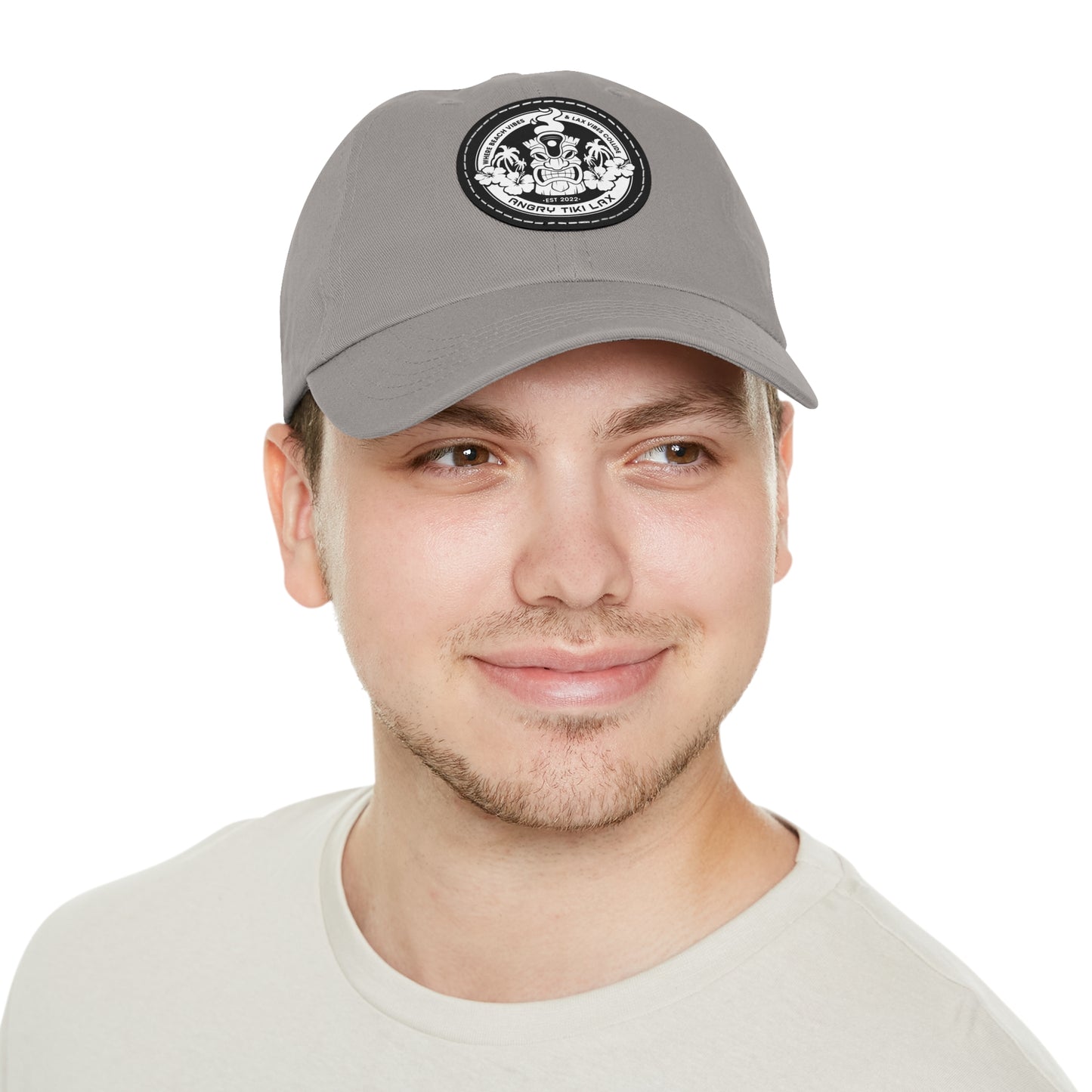 Angry Tiki Lax circle logo Hat with Leather Patch (Round)