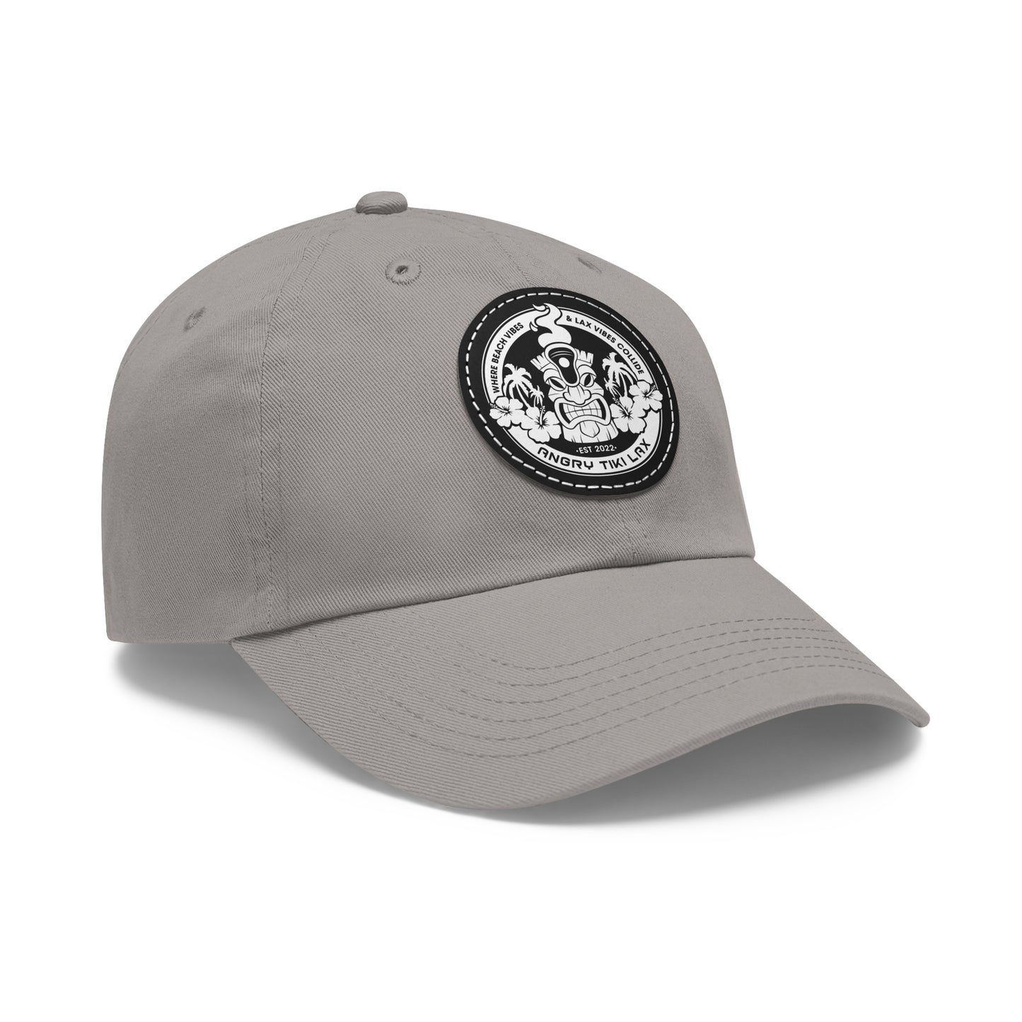 Angry Tiki Lax circle logo Hat with Leather Patch (Round)