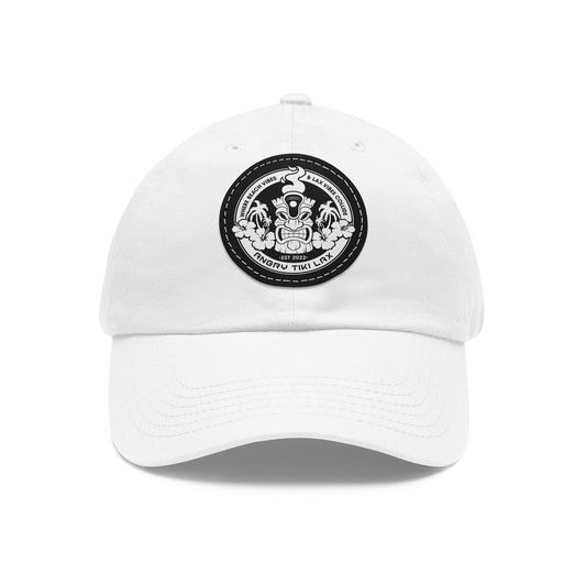 Angry Tiki Lax circle logo Hat with Leather Patch (Round)