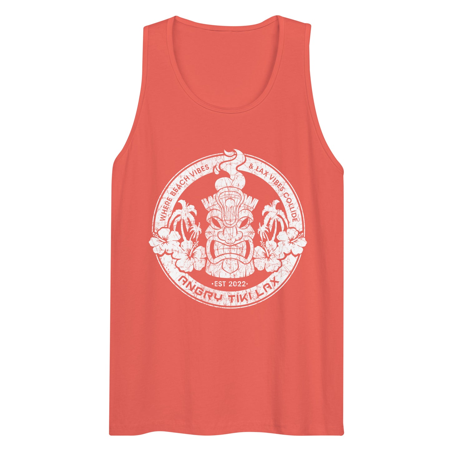 Angry Tiki Lax Distressed round logo Men’s premium tank top