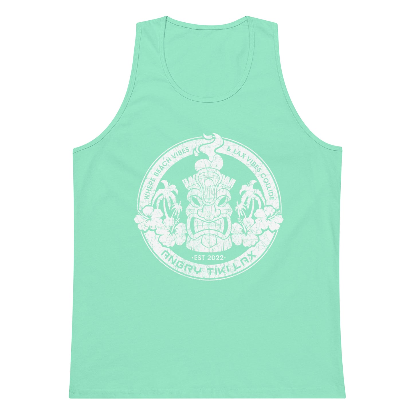 Angry Tiki Lax Distressed round logo Men’s premium tank top