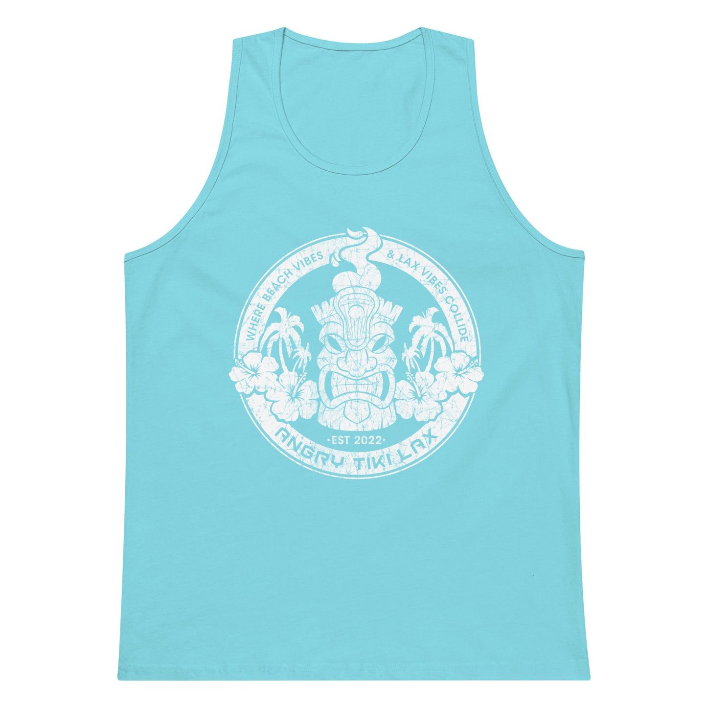 Angry Tiki Lax Distressed round logo Men’s premium tank top