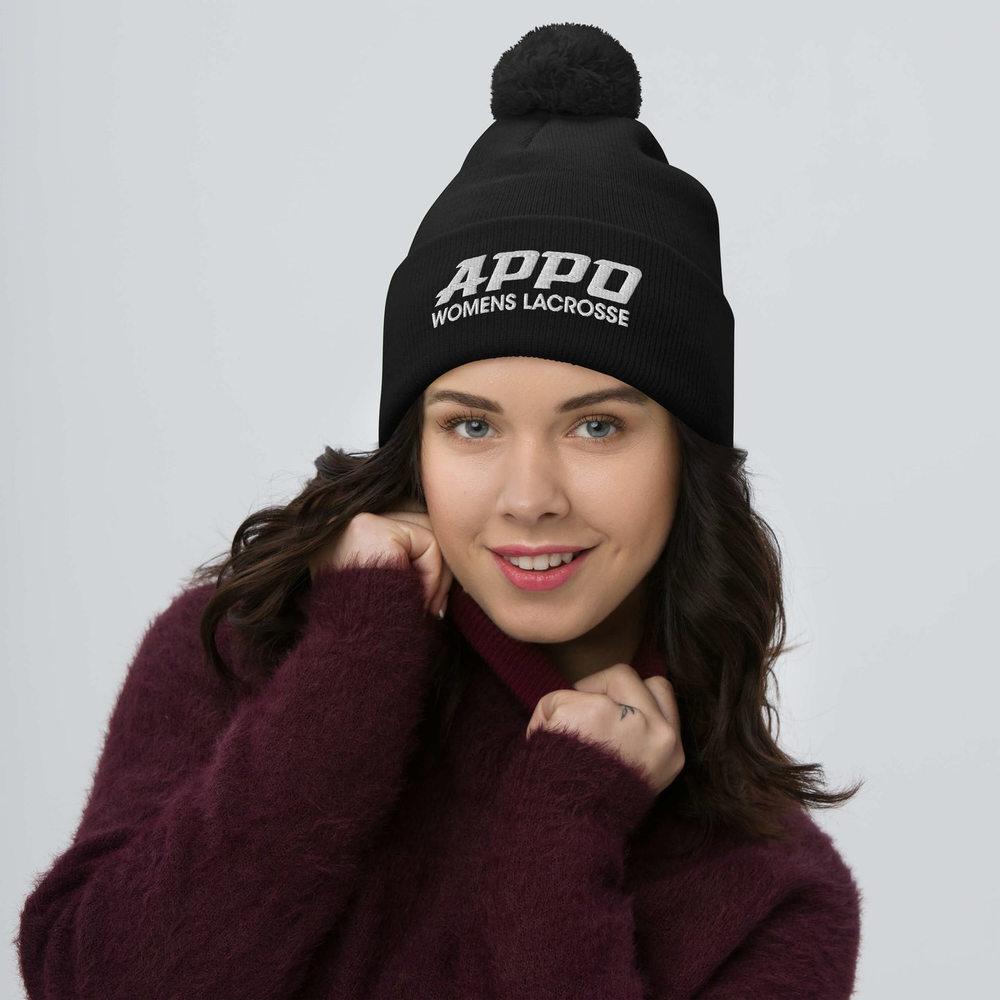 APPO womens Lacrosse Pom-Pom Beanie