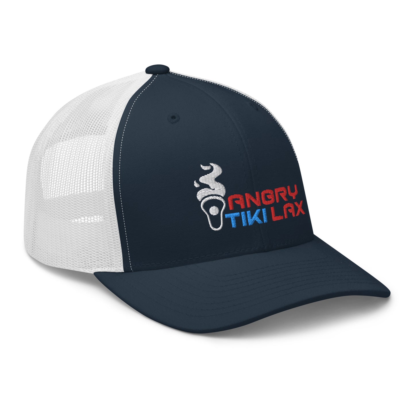 Angry Tiki Lax text logo Trucker Cap