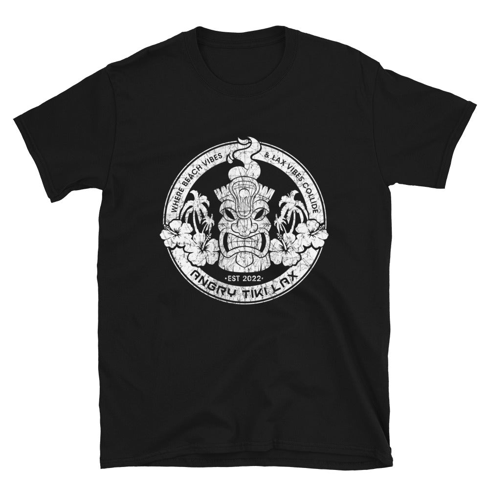 Angry Tiki Lax distressed round logo Short-Sleeve Unisex T-Shirt
