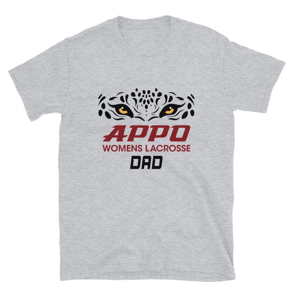 APPO Jaguar Eyes Womens "DAD" Lacrosse Short-Sleeve Unisex T-Shirt (CUSTOM NAME & NUMBER)