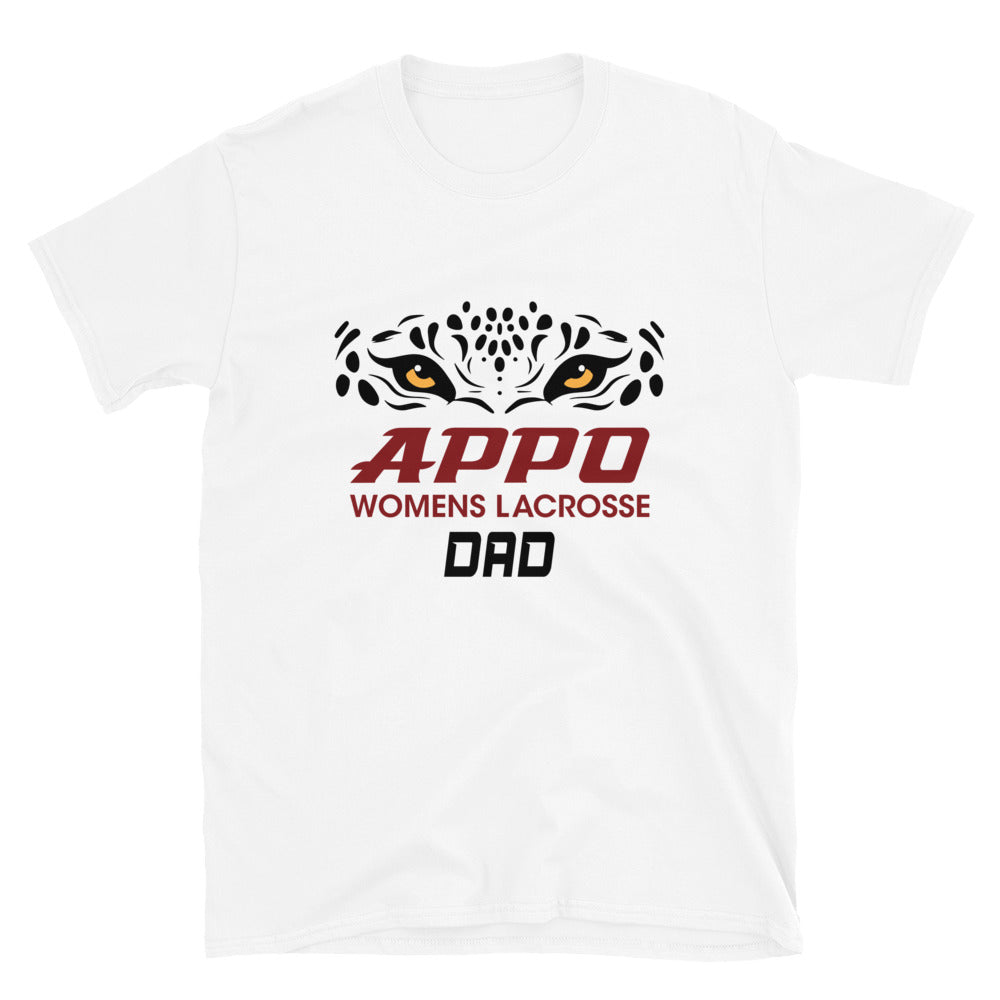 APPO Jaguar Eyes Womens "DAD" Lacrosse Short-Sleeve Unisex T-Shirt (CUSTOM NAME & NUMBER)