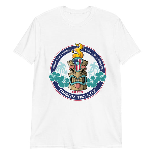 American flag Angry Tiki Lax round logo Short-Sleeve Unisex T-Shirt