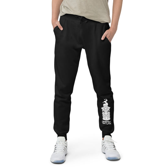 Angry Tiki Lax logo left leg Unisex fleece sweatpants