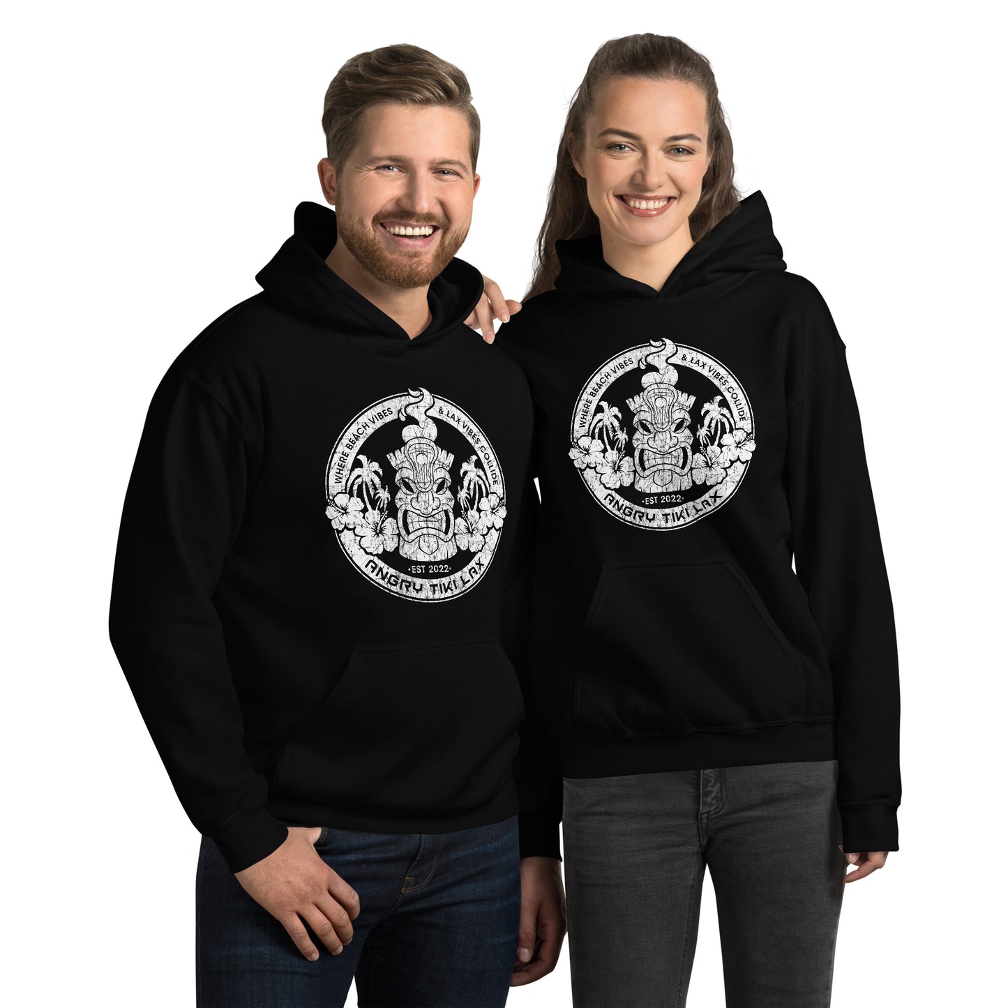 Angry Tiki Lax distressed round logo Unisex Hoodie