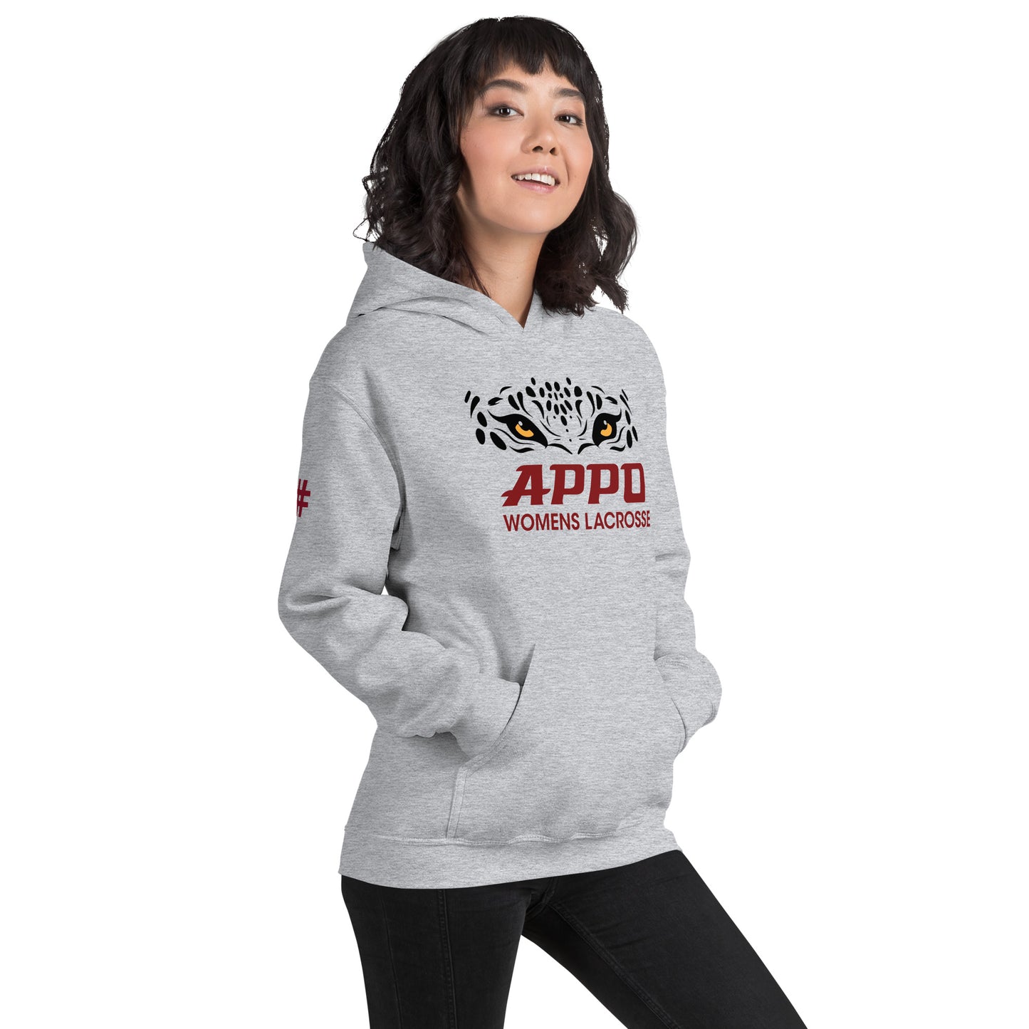 APPO Jaguar Eyes Womens Lacrosse Unisex Hoodie (CUSTOM NUMBER on SLEEVE)