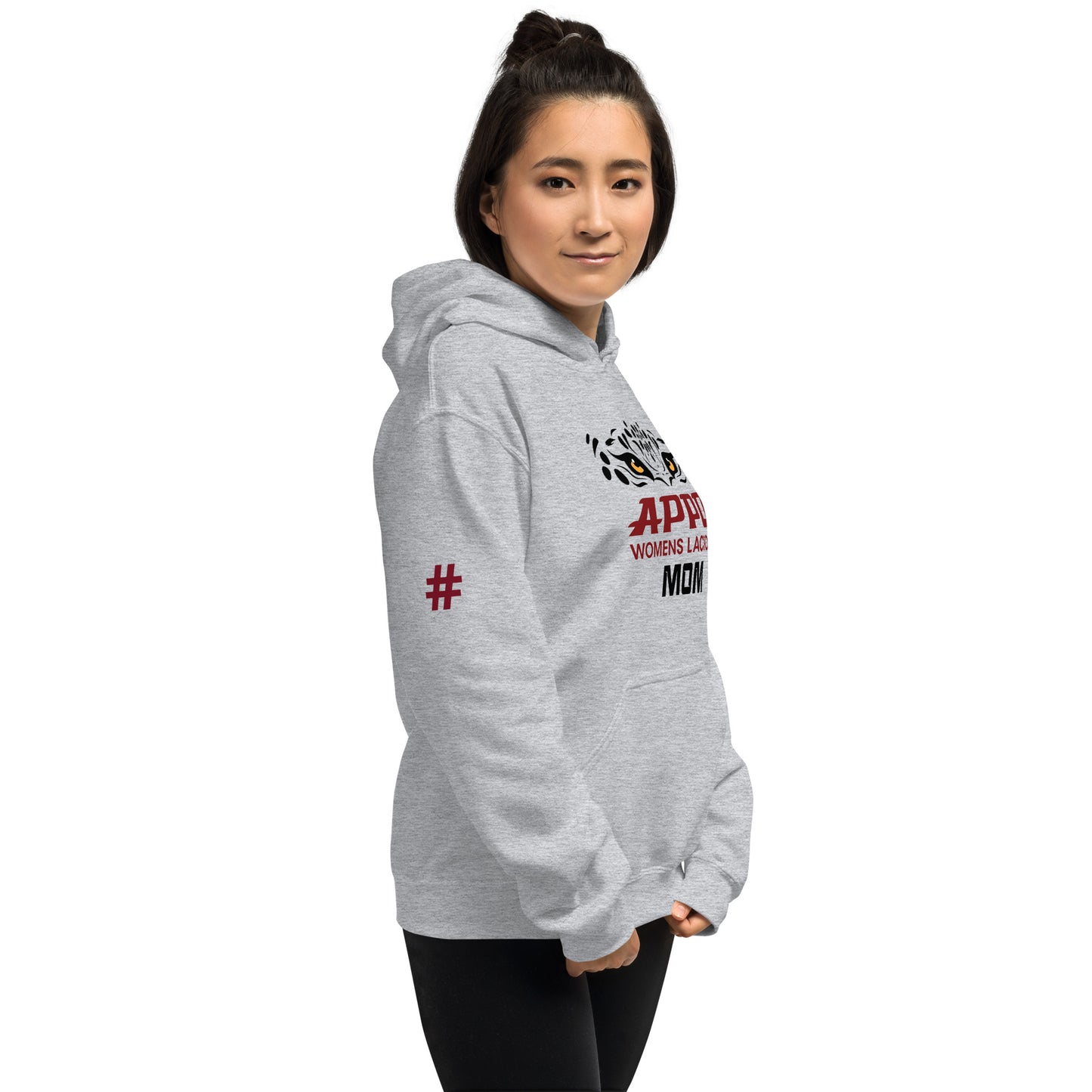 APPO Jaguar Eyes Womens "MOM" Lacrosse  Unisex Hoodie (CUSTOM NUMBER on SLEEVE)