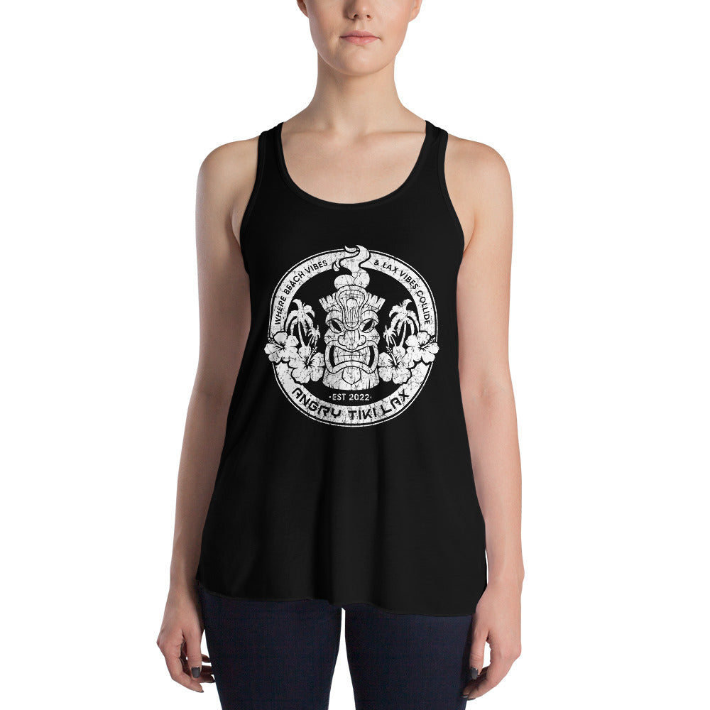 Angry Tiki Lax distressed logo Women's Flowy Racerback Tank