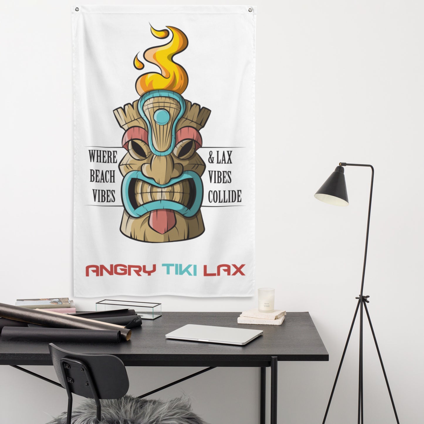 Angry tiki lax logo Flag