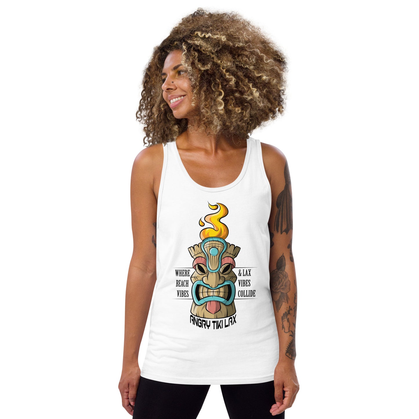 Angry Tiki Lacrosse Unisex Tank Top