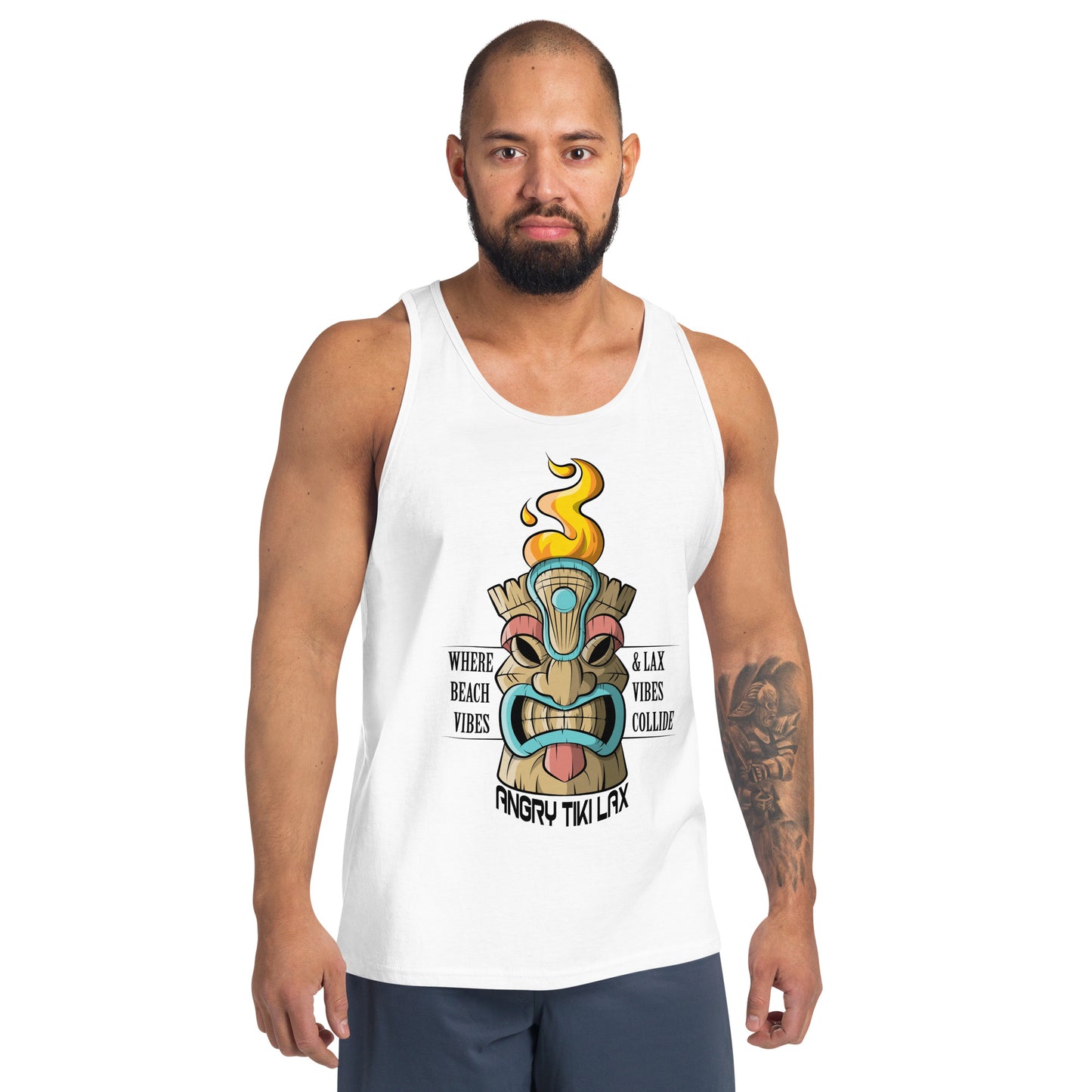 Angry Tiki Lacrosse Unisex Tank Top