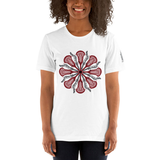 Womens Lacrosse stick flower design V2 Unisex t-shirt