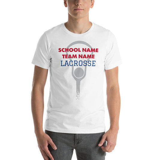 Personalize lacrosse School name an Mascot Unisex t-shirt